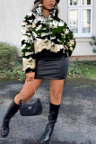Multicolor Fashion Casual Print Basic Mandarin Collar Outerwear