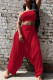 Red Fashion Sexy adult Ma'am Solid Two Piece Suits Harlan pants Sleeveless Two Pieces