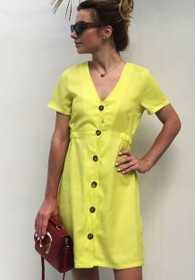 As Show-1 Brief Cute V-Neck Short Sleeve Loose skirt Club Dresses