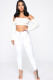 White Denim Zipper Fly Button Fly Mid Solid Zippered Pocket washing Hole pencil Pants Pants