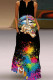 Black Casual Print Patchwork V Neck Printed Dress Dresses