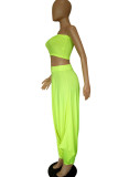 Blue Fashion Sexy adult Ma'am Solid Two Piece Suits Harlan pants Sleeveless Two Pieces