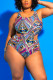Multicolor Sexy Plus Size Printing Swimsuit