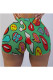 Green Milk Silk Elastic Fly Mid Print Skinny shorts Bottoms