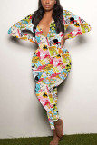 Blue Living Print V Neck Skinny Jumpsuits