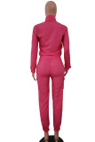 Yellow Street Patchwork Two Piece Suits Solid Fluorescent pencil Long Sleeve Two-piece Pants Set