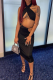 Black Sexy Solid Hollowed Out Strapless Sleeveless Two Pieces