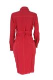 Red Sexy Fashion adult Cap Sleeve Long Sleeves Notched Straight Knee-Length Solid Patchwork ba
