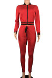 Green Drawstring Long Sleeve Mid Patchwork pencil Pants
