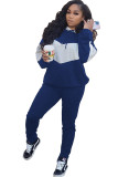 Black Casual Patchwork Two Piece Suits Solid Straight Long Sleeve