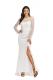 White adult Celebrities Fashion Cap Sleeve Long Sleeves O neck A-Line split lace Solid Patchwork