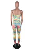 Multi-color Sexy Fashion Patchwork Print Straight Two-piece Pants Set