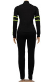 White Fashion Active adult Ma'am Patchwork Solid Two Piece Suits pencil Long Sleeve Two Pieces