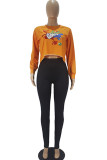 Black Fashion Casual Adult Print Pullovers O Neck Tops