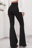 Fluorescent Green Casual Solid High Waist Speaker Bottoms