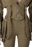 Black Daily Patchwork Solid Patchwork V Neck Long Sleeve Regular Sleeve Two Pieces