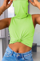 Fruit green White Red Black Grey Pink Khaki Yellow Royal blue Fruit green rose red purple Sky Blue Turtleneck Sleeveless Patchwork Solid Slim fit Tops