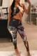 Colour Sexy Print Patchwork Frenulum Halter Sleeveless Two Pieces
