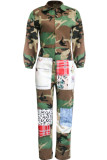 Camouflage Casual Print Long Sleeve Turndown Collar