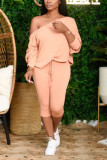 Grey Sexy Solid pencil Long Sleeve Two Pieces