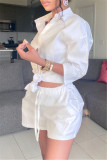 Purple Fashion Casual Solid Bandage Turtleneck Three Quarter Two Pieces