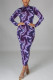 Purple Fashion Casual Print Basic Half A Turtleneck Pencil Dresses