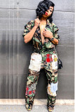Camouflage Casual Print Long Sleeve Turndown Collar