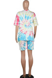White Fashion Casual adult Ma'am Print Character Two Piece Suits Straight Short Sleeve Two Pieces