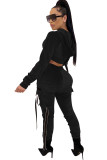 Red Casual Solid Patchwork Two Piece Suits pencil Long Sleeve