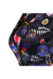 Black venetian Casual Patchwork Print Two Piece Suits Straight Long Sleeve Two-piece Pants Set