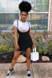 Black Casual Fashion Spaghetti Strap Cap Sleeve Short Sleeves Slip O neck Sheath Mini split asym