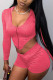 rose red Casual Sportswear Patchwork Solid Patchwork Hooded Collar Long Sleeve Regular Sleeve Regular Two Pieces