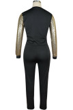 White knit Sexy Patchwork Two Piece Suits Solid Straight Long Sleeve 
