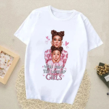 Red White Casual Print Patchwork O Neck T-Shirts