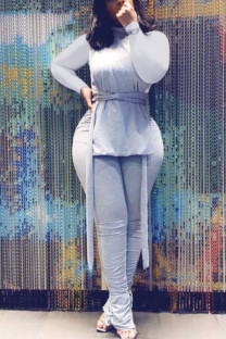 Grey Street Solid Fold Turtleneck Long Sleeve Two Pieces