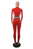 Blue Casual Sportswear Patchwork Basic Zipper Collar Long Sleeve Two Pieces
