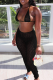 Black Sexy Solid Patchwork Mesh Swimwears
