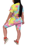 White Fashion Casual adult Ma'am Print Character Two Piece Suits Straight Short Sleeve Two Pieces