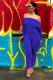 Blue Casual zipper Solid Long Sleeve one word collar Jumpsuits
