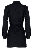White Turndown Collar Zippered Bandage Solid Pure Long Sleeve Coats & Cardigan
