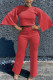 Red Fashion adult Ma'am OL Solid Two Piece Suits Straight Three Quarter Two Pieces
