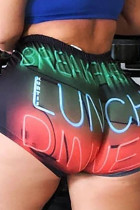Black Elastic Fly Low Print Straight shorts Bottoms