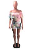multicolor Fashion Sexy Hollow bandage Ruffled one word collar Rompers