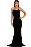 Wine Red Sexy Off The Shoulder Sleeveless Halter Neck Step Skirt Floor-Length backless bandage Soli