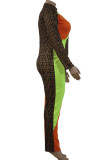 colour Street Twilled Satin Print Patchwork O Neck Plus Size 