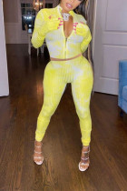 Yellow Tie Dye pencil Long Sleeve Two Pieces