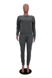 White Casual Fashion Slim fit Solid Two Piece Suits Patchwork pencil Long Sleeve