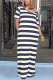 Hide Blue Fashion Sexy adult Light Gray purple Hide Blue Cap Sleeve Short Sleeves Hooded Step Skirt Floor-Length Striped Print Patchwork split Dresses