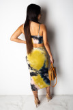 Red Sexy Fashion asymmetrical Print crop top Bandage Two Piece Suits Skinny Two-Piece Dress