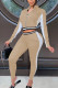 Khaki Fashion Solid Patchwork Zipper Collar Long Sleeve Two Pieces